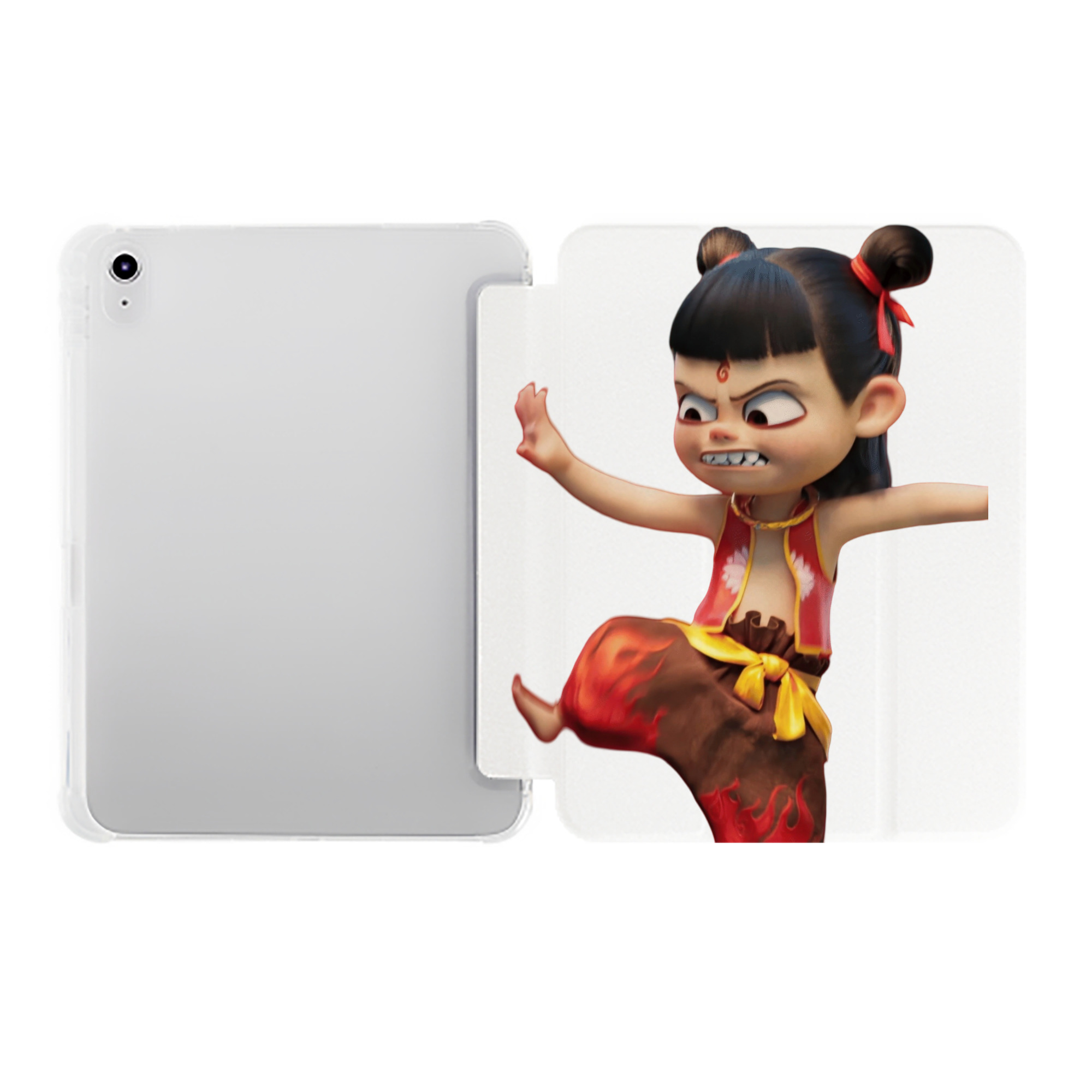 （画像用） Ne Zha 2 ナタ 魔童の大暴れ IPad ケース ペン収納付き 三つ折りスタンド PUレザー×シリコン 対応機種9.5/10.5/10.9インチ